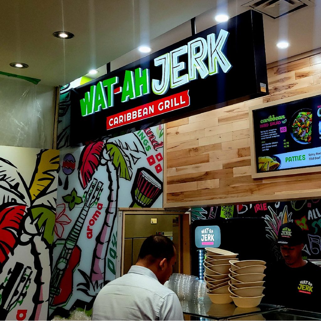 Store front image of Wat Ah Jerk Caribbean Grill Counter at the ROYAL BANK PLAZA Food Court
